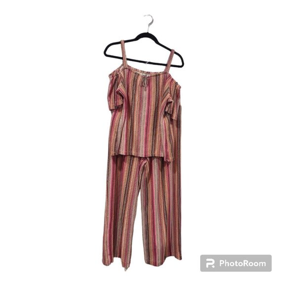 CATO's Women's Matching Rainbow Striped Set Size XL (14/16) - Picture 1 of 12